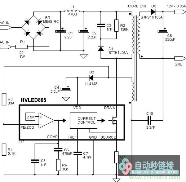 首个最便捷、器件起码的LED驱动电路设计